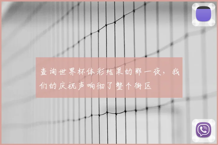 查询世界杯体彩结果的那一夜，我们的庆祝声响彻了整个街区