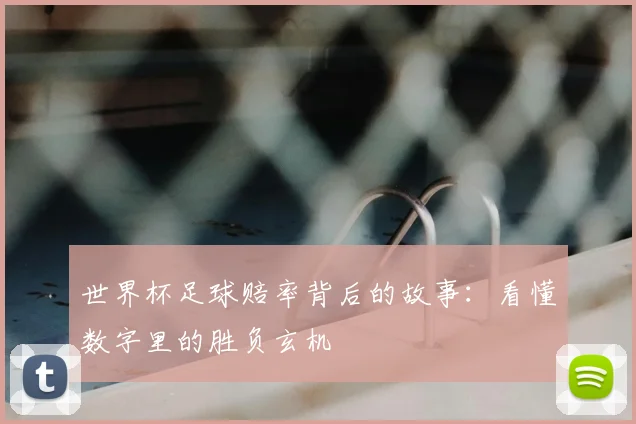 世界杯足球赔率背后的故事：看懂数字里的胜负玄机